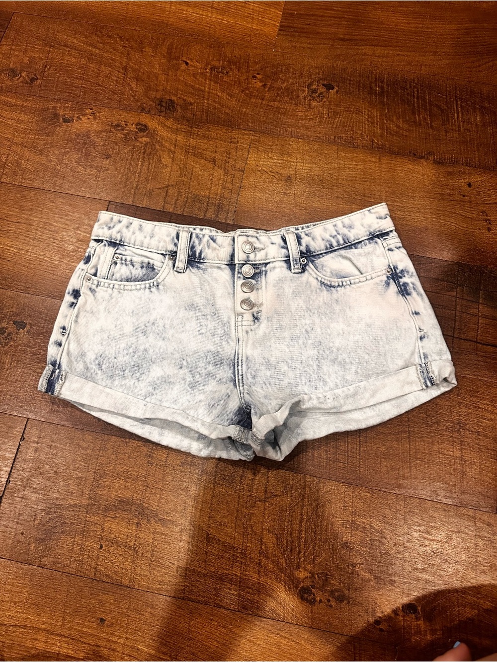 NOBO Light Blue Acid-Wash High-Rise Denim Shorts